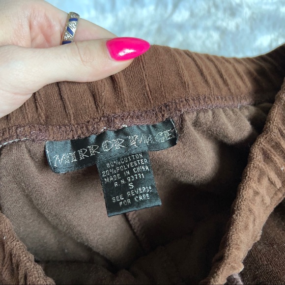 y2k brown velour wide leg track pants - Picture 2 of 2